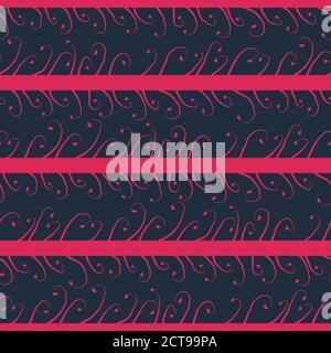 pink stripes seamless vector pattern with sprouts Stock Vector