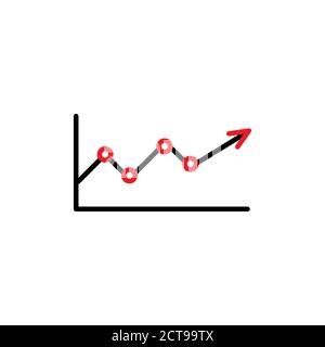 Growing graph with red points, Infographic vector icon. Stock vector illustration isolated on white background Stock Vector
