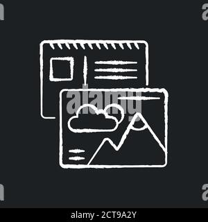 Postage cards chalk white icon on black background Stock Vector