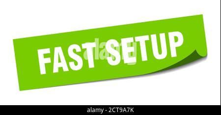 fast setup sticker. square isolated peeler sign. label Stock Vector