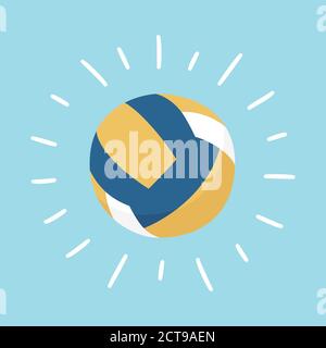 Shining volleyball ball. Sport card. Hand drawn vector illustration Stock Vector