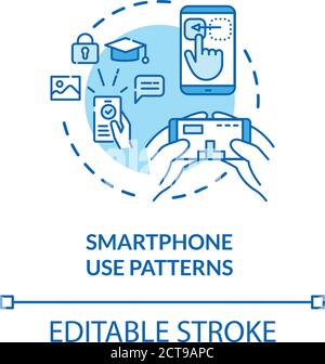 Smartphone use patterns concept icon Stock Vector
