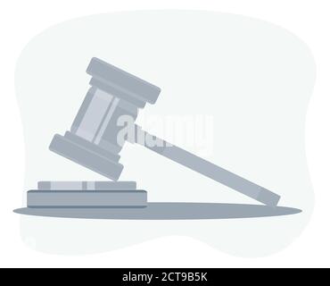 Wooden judge's hammer with a stand on a white background. Law, justice, and auction. Stock Vector