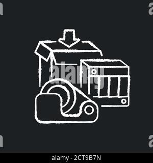 Shipping supplies chalk white icon on black background Stock Vector