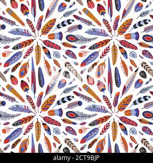 Bird Feathers and Plumage Seamless Pattern Stock Vector