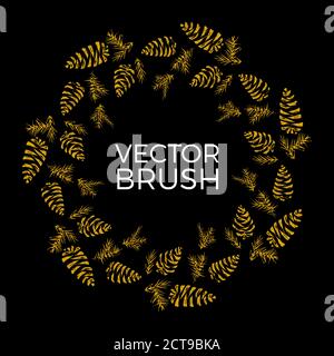 Pine cones vector seamless brush. Christmas Wreath Stock Vector