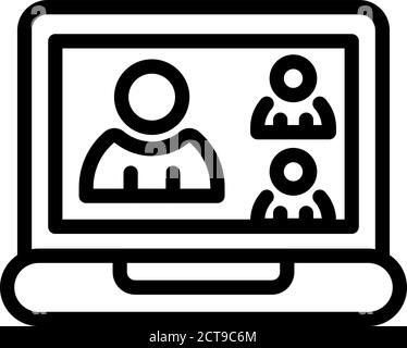 Family online meeting icon, outline style Stock Vector