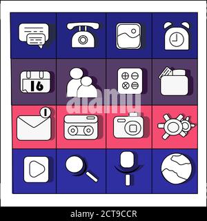 network web icons set in color vektor Stock Vector