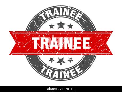 trainee round stamp with ribbon. sign. label Stock Vector