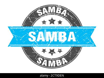 samba round stamp with ribbon. sign. label Stock Vector