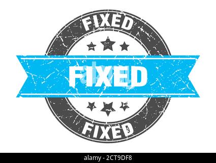 fixed round stamp with ribbon. sign. label Stock Vector