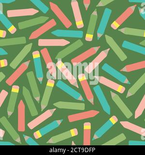 crayons and color pencils seamless vector pattern Stock Vector