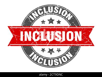 inclusion round stamp with ribbon. sign. label Stock Vector