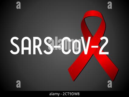 Sars-CoV-2 concept, red ribbon - vector illustration Stock Vector