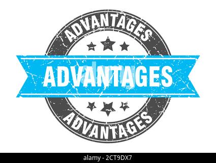 advantages round stamp with ribbon. sign. label Stock Vector