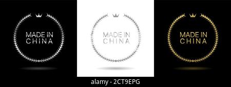 Made in China wreath icons Stock Vector