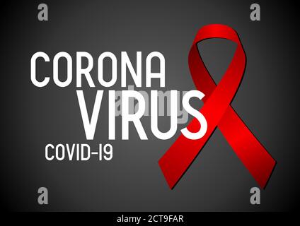 Coronavirus concept, red ribbon - vector illustration Stock Vector