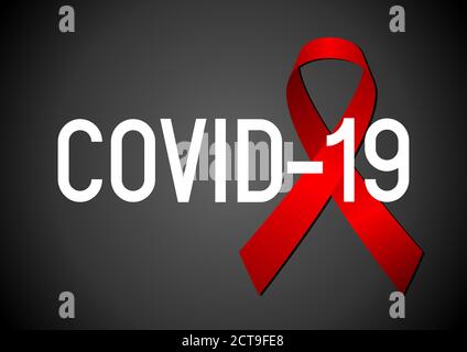 Covid-19 virus concept, red ribbon - vector illustration Stock Vector