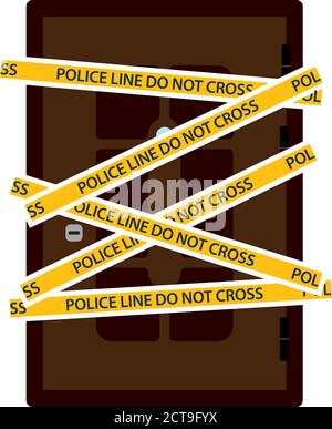 Crime Scene Door Icon. Flat Color Design. Vector Illustration. Stock Vector