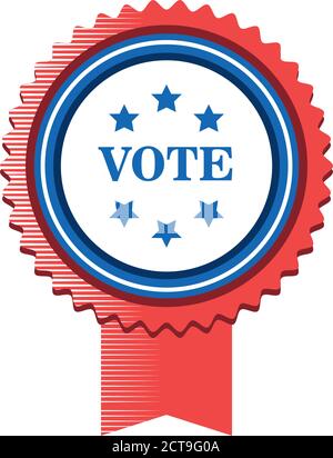 usa vote seal stamp with ribbon detailed style icon design, elections and presidents day theme Vector illustration Stock Vector