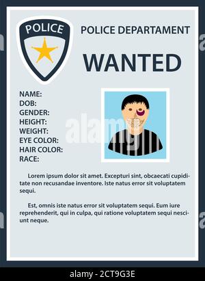 Wanted Poster Icon. Flat Color Design. Vector Illustration. Stock Vector