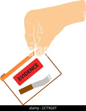 Hand Holding Evidence Pocket Icon. Flat Color Design. Vector Illustration. Stock Vector