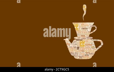 coffee design template, word cloud, coffee menu, free copy space, vector Stock Vector