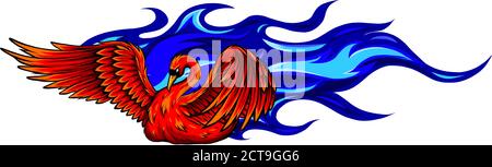 vector Image of a swan represented in the form of a flame. Stock Vector