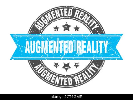 augmented reality round stamp with ribbon. sign. label Stock Vector