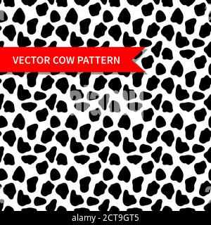 Cow skin vector seamless pattern. Abstract vector pattern with random black spots. Cow pattern for print textile Stock Vector