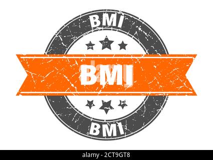 bmi round stamp with ribbon. sign. label Stock Vector