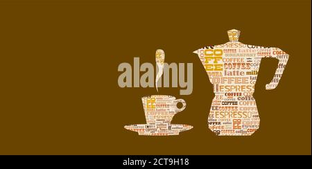 coffee /espresso design template, word cloud coffee menu, free copy space, vector Stock Vector
