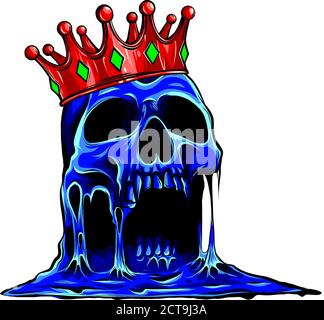 Hand drawn king skull wearing crown. Vector illustration Stock Vector