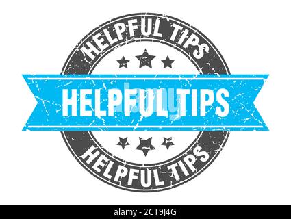 helpful tips round stamp with ribbon. sign. label Stock Vector