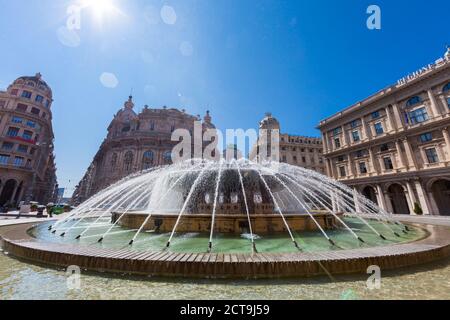 Italy, Liguria, Genoa, Piazza de Ferrari with fountain, Palazzo della Regione Liguria Stock Photo