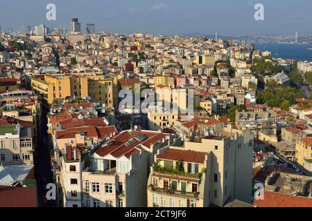 Turkey, Istanbul, view from Galata Tower over Beyoglu and Bosphorus Stock Photo