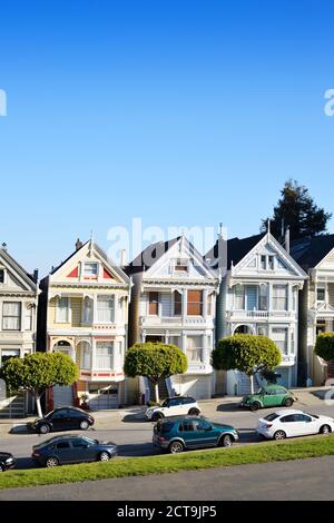 USA, California, San Francisco, Victorian houses at Alamo Square Stock Photo