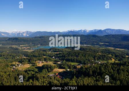 Austria, Carinthia, View form Pyramidenkogel to Keutschacher See and Karawanks Stock Photo
