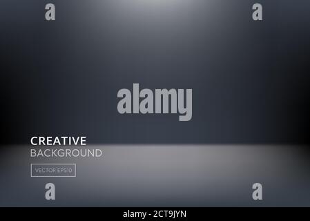 Modern abstract gradient dark gray room background with light from above Stock Vector