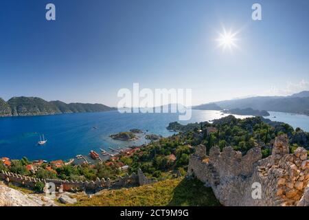 Turkey, Lycia, Lycian Coast, Demre, Kalekoey, view from castle Stock Photo