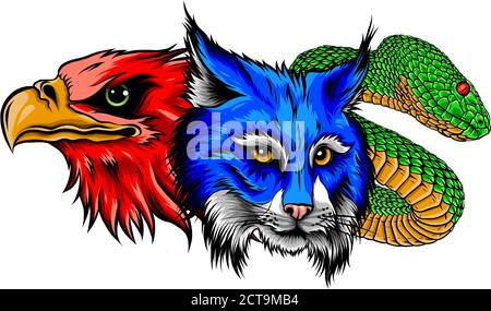 Lynx Wildcat eagle snake Logo Mascot Stock Vector