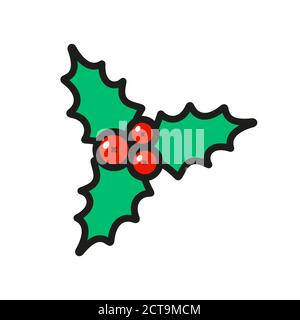 Holly berry Christmas icon isolated on white Stock Vector