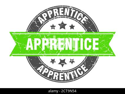 apprentice round stamp with ribbon. sign. label Stock Vector
