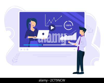 Online education infographics, team work presentations remote worker, and business communication concepts. Stock Vector