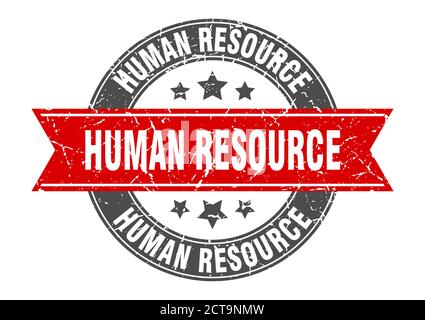 human resource round stamp with ribbon. sign. label Stock Vector