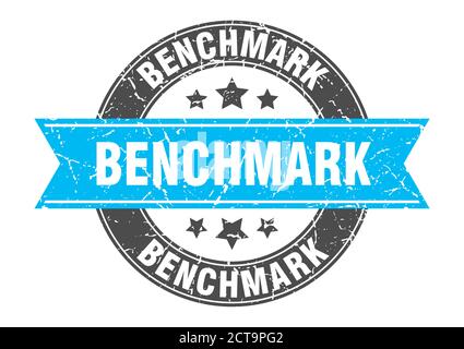 benchmark round stamp with ribbon. sign. label Stock Vector