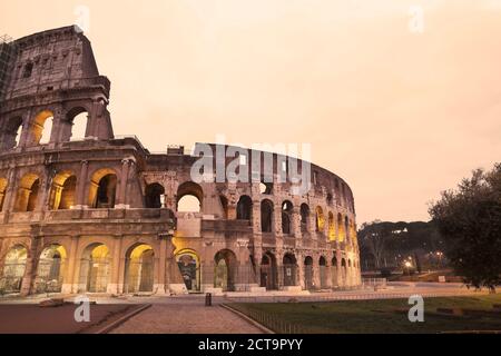 Italy, Lazio, Rome, Colosseum in the evening Stock Photo