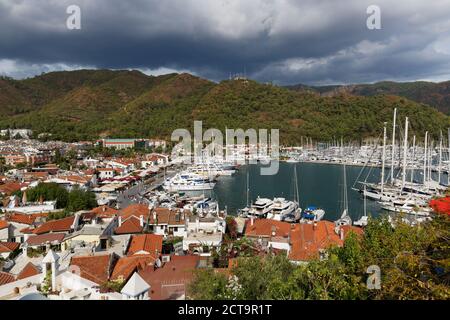 Turkey, Mugla Province, Marmaris, Old town and marina Stock Photo