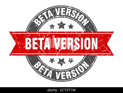 beta version round stamp with ribbon. sign. label Stock Vector