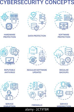 Cybersecurity concept icons set Stock Vector